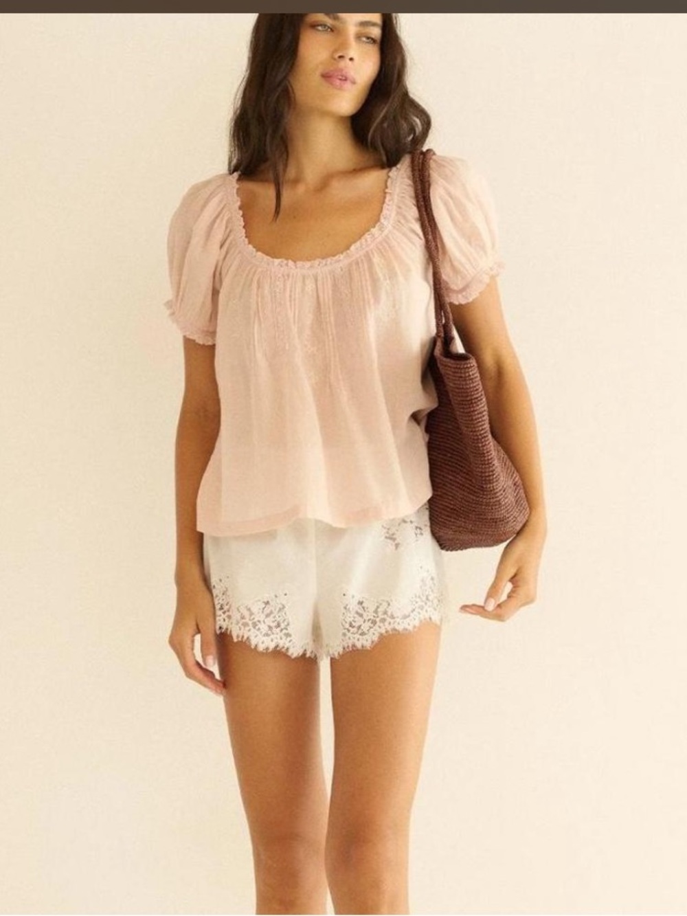 Doen Frederica Organic cotton blouse in Blush - Picture 3 of 9